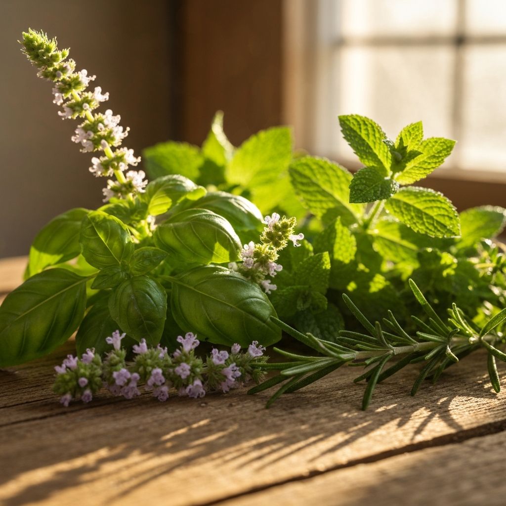 Frische Kräuter mit Morgentau